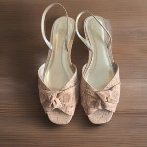 Lilly Pulitzer Laney Slingback Women's US 9M Tan Gold Twist Open Toe Heels Party